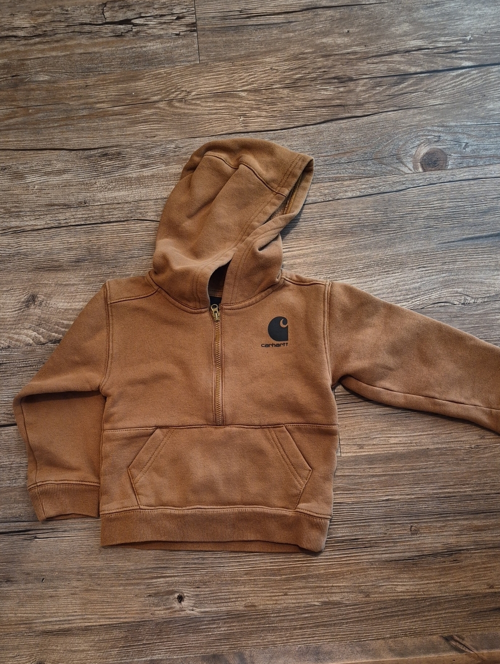 Carhartt Tan/Brown Kids Hooded Half-Zip Pullover